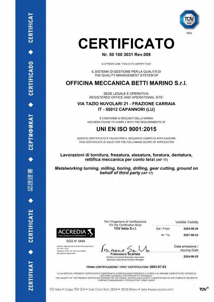 CERTIFICATO TUV () page